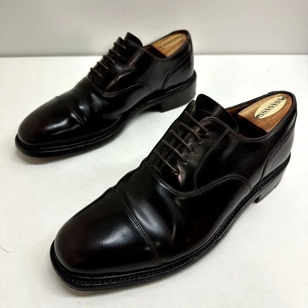 NEW HEELS Grenson Cap Toe Oxford 5105 Burnished Dark Brown England UK 7 US 8